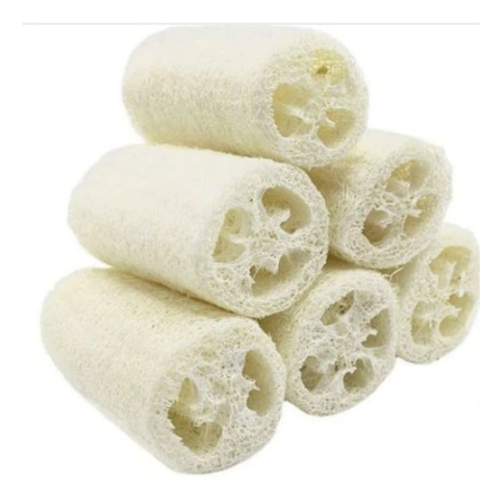 Conjunto 6 Esponjas Bucha Vegetal Natural Banho Esfoliação Natural Pele Macia e Saudável