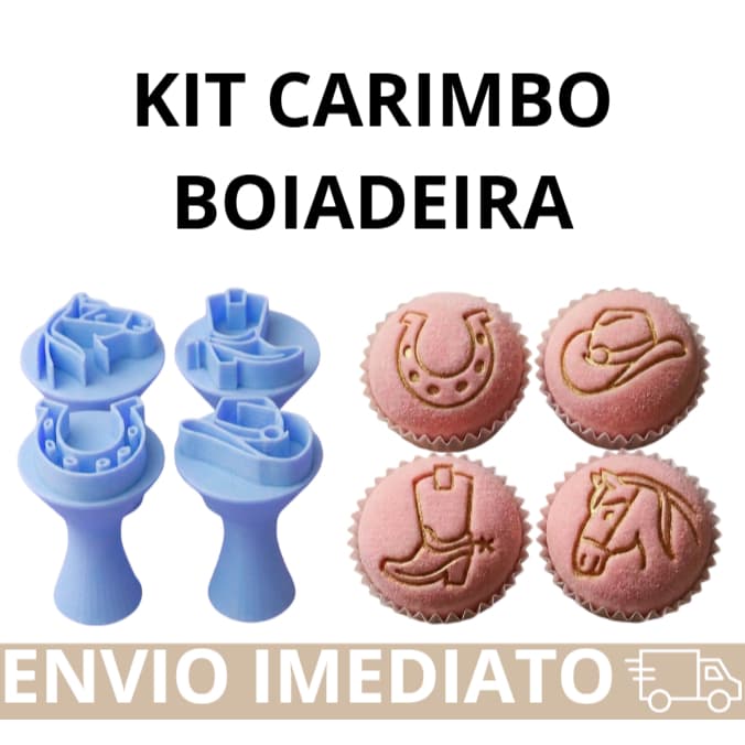 Cavalo Bota Chapéu Boiadeira Kit 4 Carimbos Country Para Brigadeiro E Doces Tema Cowboy Cavalo Bota