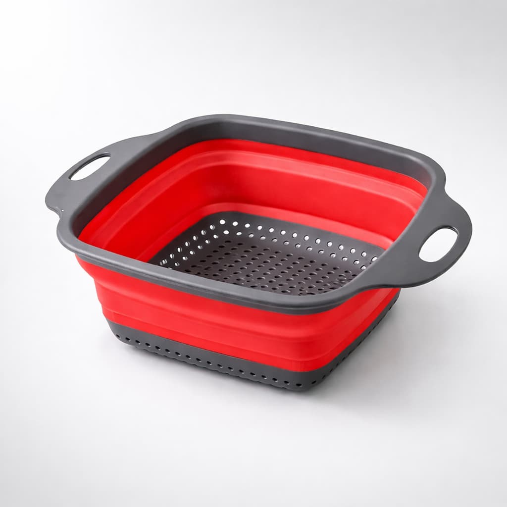 Escorredor Silicone Retratil Macarrao Legumes Frutas Cesto Cozinha Com Alca