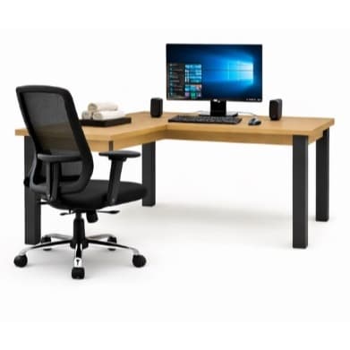 Kit Office Luxo Mesa em L com Cadeira Ergonômica
