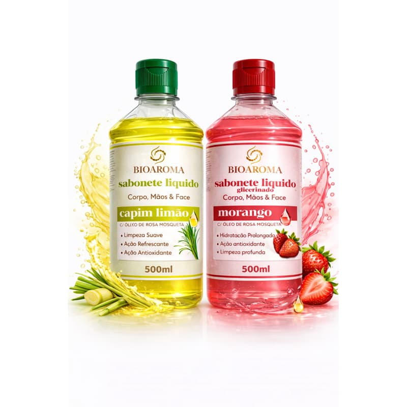 Sabonete Líquido BiolAroma 500ml Promoção |Cheiroso | Pronta Entrega | Morango e Capim Limão