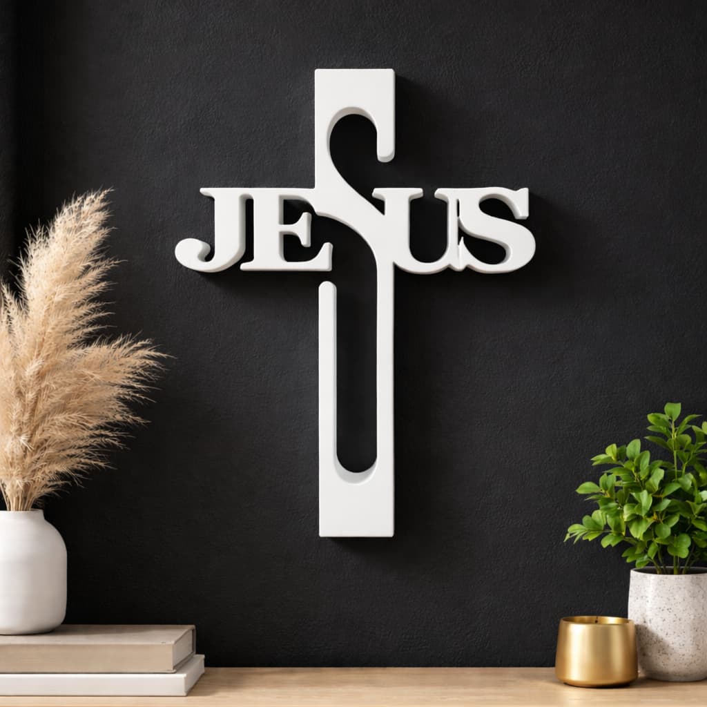 Cruz Jesus Vazada Decoração Quarto Sala Oração Fé Catequese Enfeite Religião Cristão Espiritualidade Parede Católico