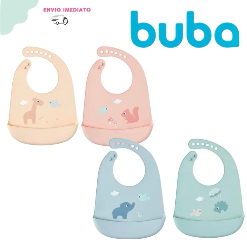 BABADOR EM SILICONE COM PEGA-MIGALHAS BUBA CLOUDY