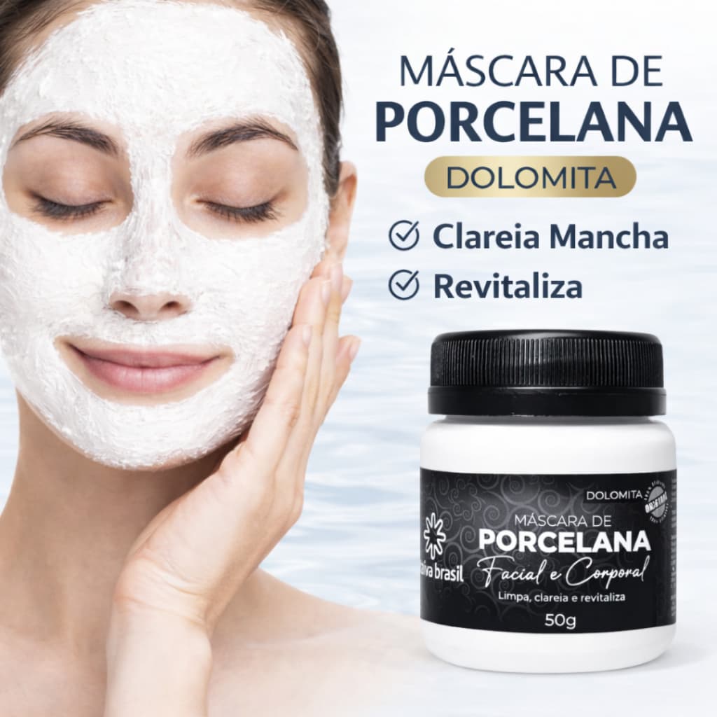 Máscara de Porcelana Clareadora com dolomita Clareia Manchas