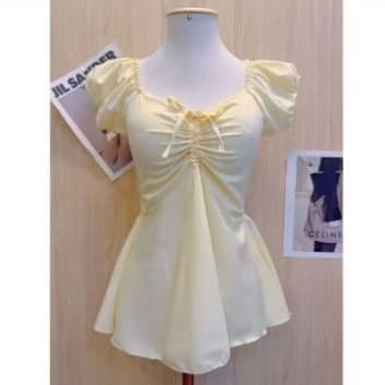 Blusinha femenina estilo vestidinho elegante amarracao peitoral  moda femenina