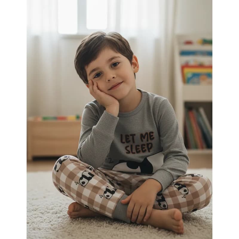 Pijama Infantil Masculino Inverno Let Me Sleep - Hey Kids Mescla