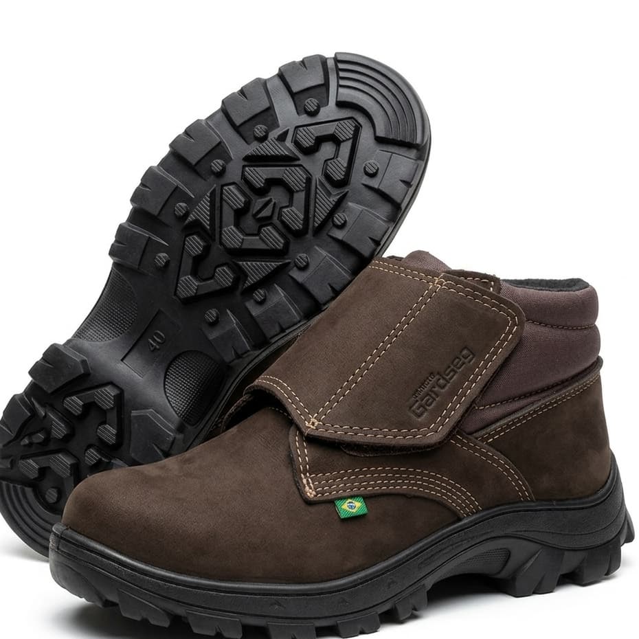 Bota masculina trabalho serviço segurança em velcro bico pvc duravel
