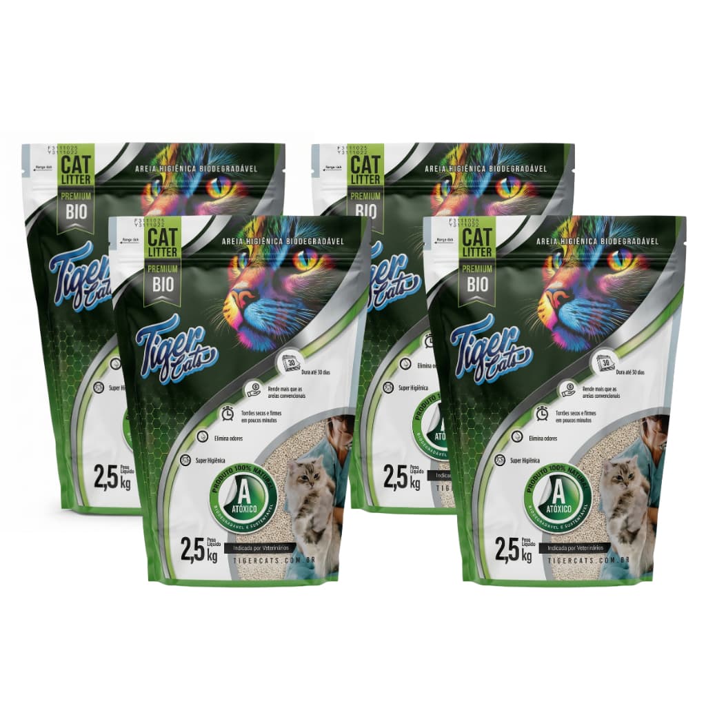 Areia Higiênica Para Gato Tiger Cats Premium BIO – 10kg e 15kg