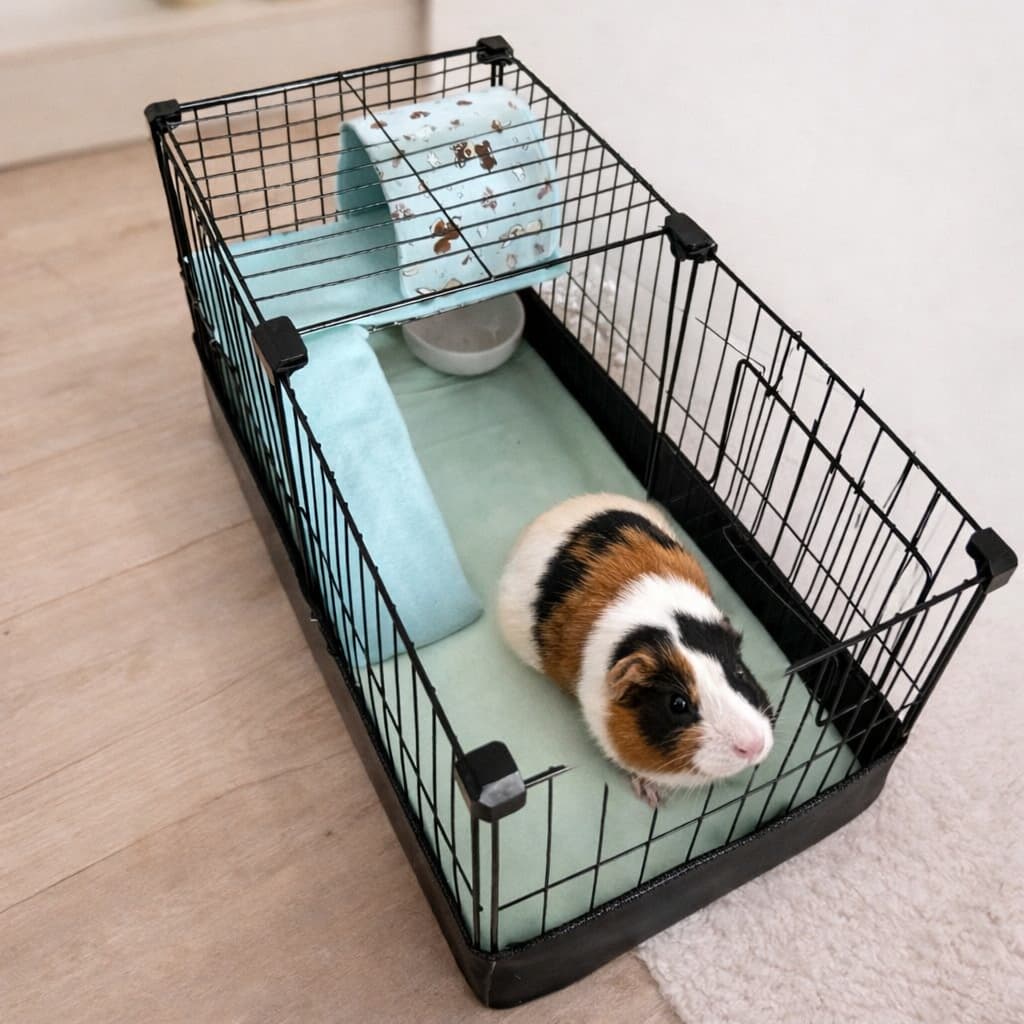Cercado Gaiola Fechado 2 Andares/ Porta Superior + Bandeja + Toca + Soft–Porquinho da Índia