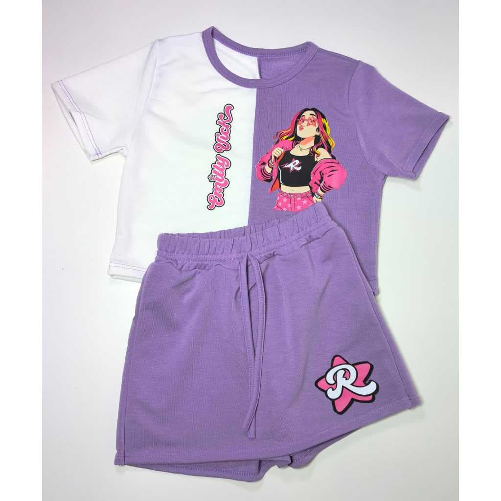 CONJUNTO EMILY VICK SHORT SAIA + BLUSA INFANTIL JUVENIL