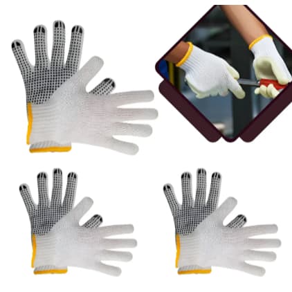 Kit 3 Pares de Luvas Algodão + Poliéster com Pigmentos de PVC – Segurança e Aderência