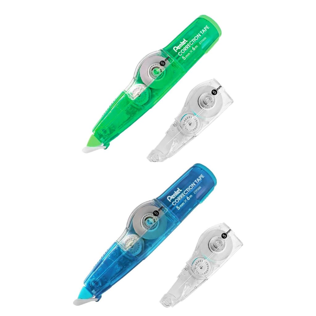 KIT 2 UNIDADES - Pentel Fita Corretiva Verde e Azul + Refil
