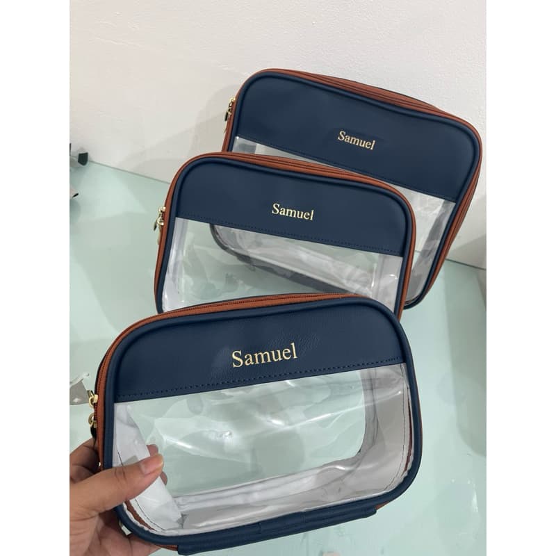 kit 3 peças organizador de mala maternidade personalizado com transparência