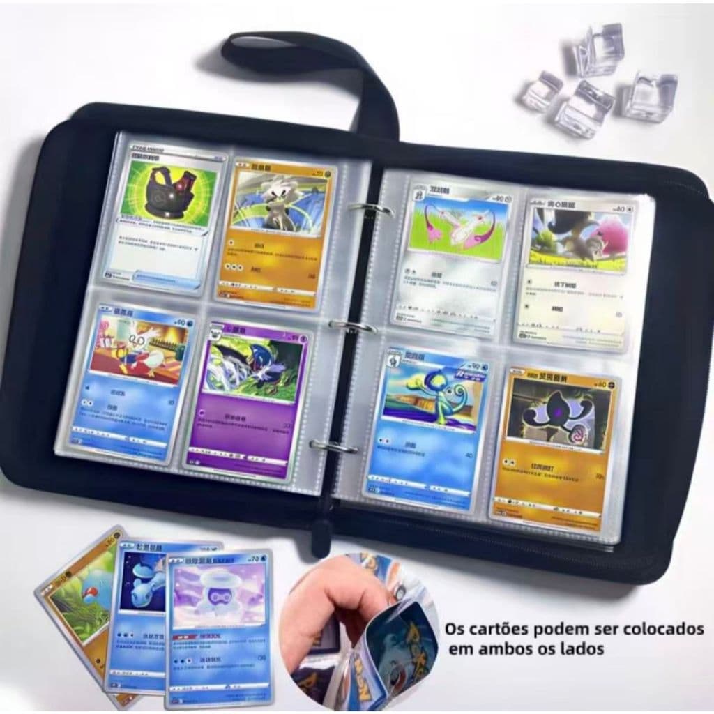 Livro De Coleção De Cartões Pokémon Com Zíper 4 Grades