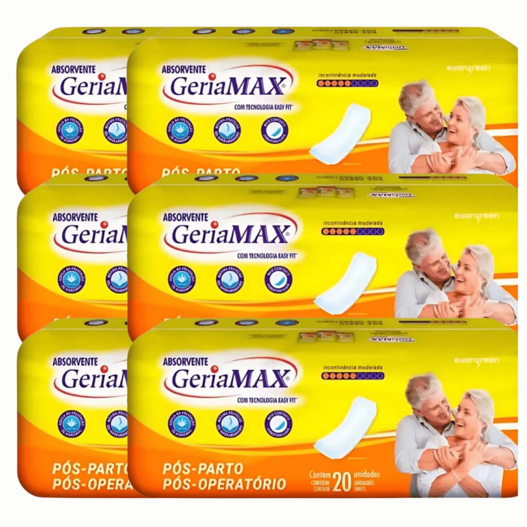 Kit 6 pacotes Absorventes pós-parto/pós-operatório Geriamax  20 un cada