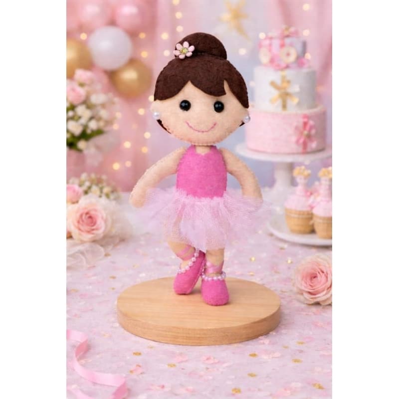 Kit 10 Centro de Mesa Bailarina em Feltro Personalizado | Decoração Festa Infantil | Tema Bailarina | Lembrancinha Luxo