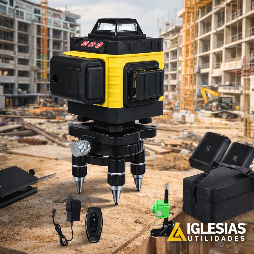 Nível Laser 16 Linhas Verde 4d Hilda Profissional 2 Baterias Recarregável Construção