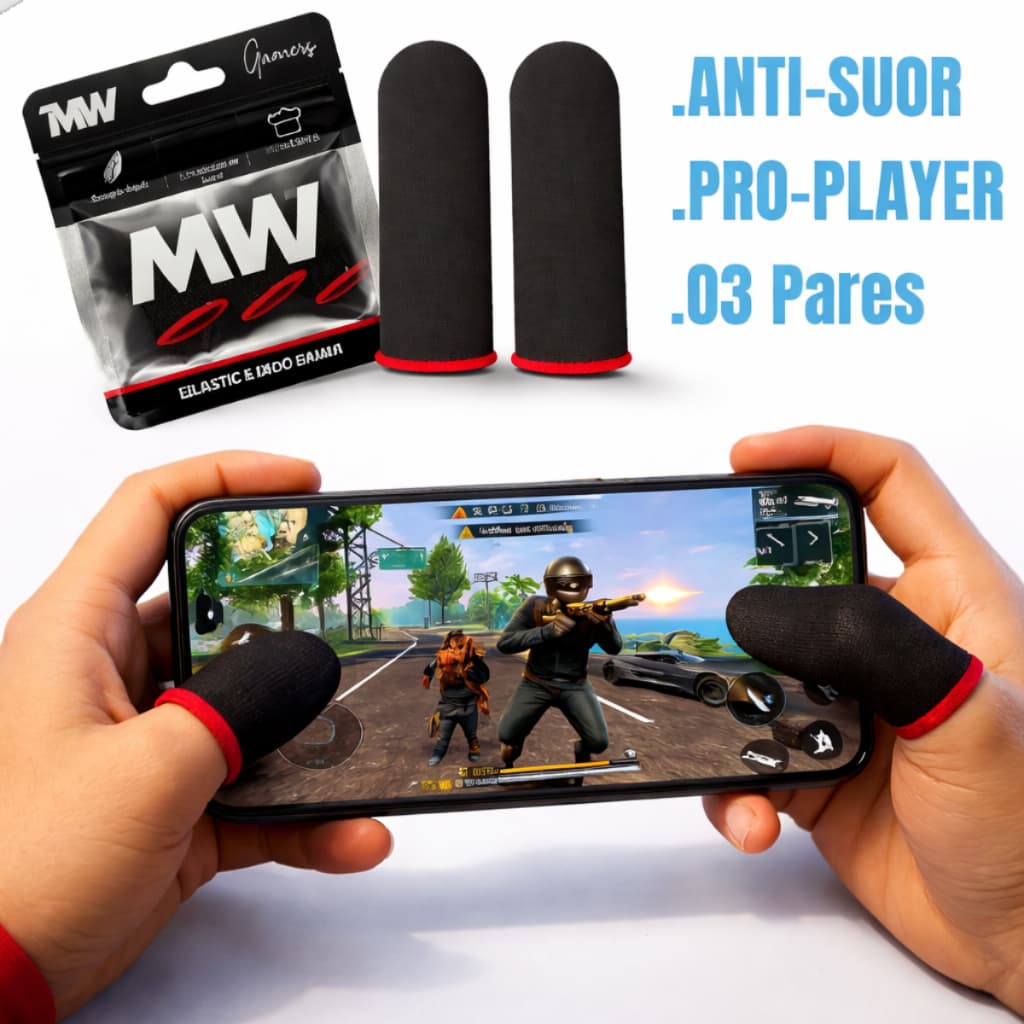 Luvinha Dedo Gamer Luvinha Anti Suor Touch de Celular Luva jogar Free Fire PUBG ( 01 e 03 Pares )