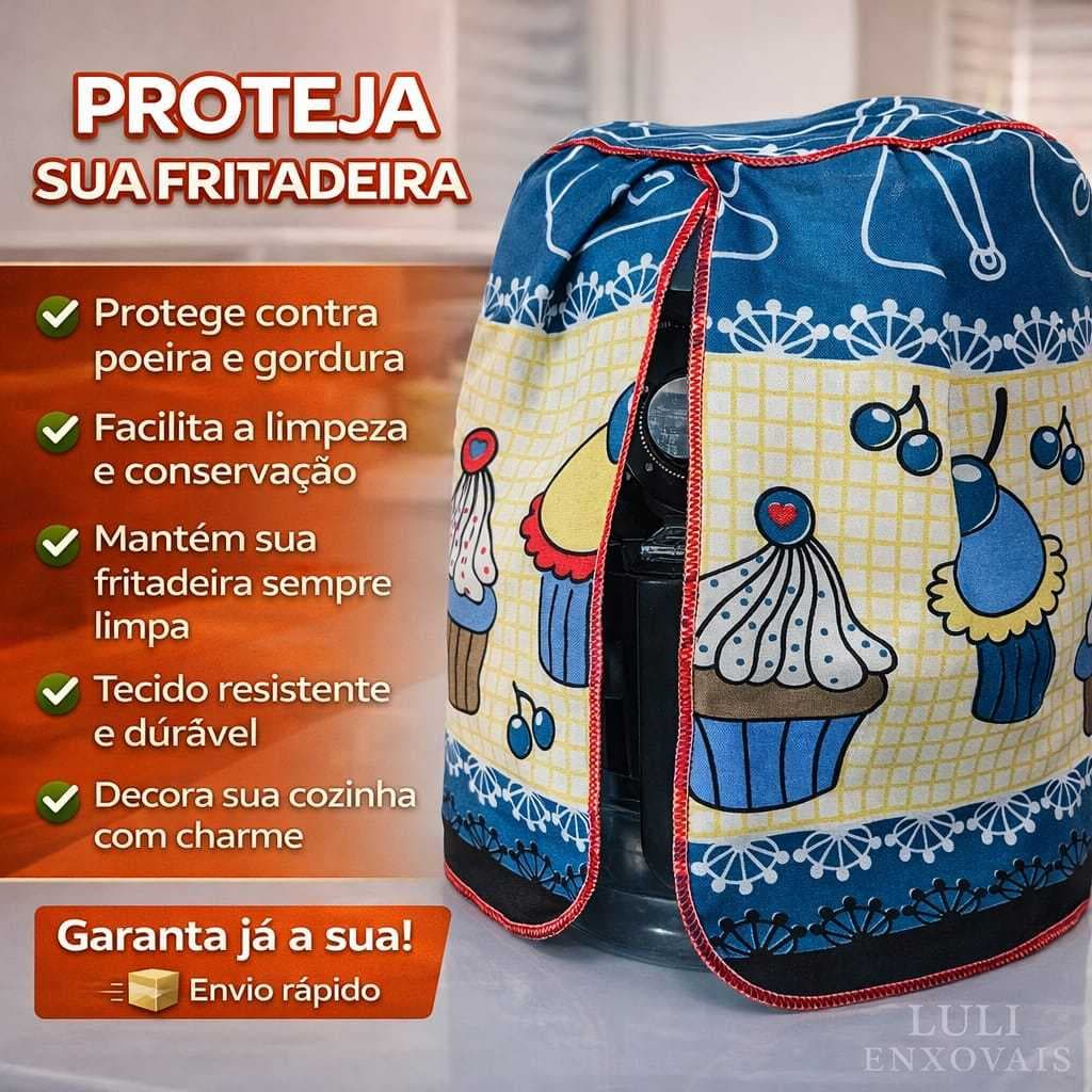Capa Protetora Air Fryer Fritadeira Elétrica Várias Estampas Tecido Oxford Lavável Alta Qualidade