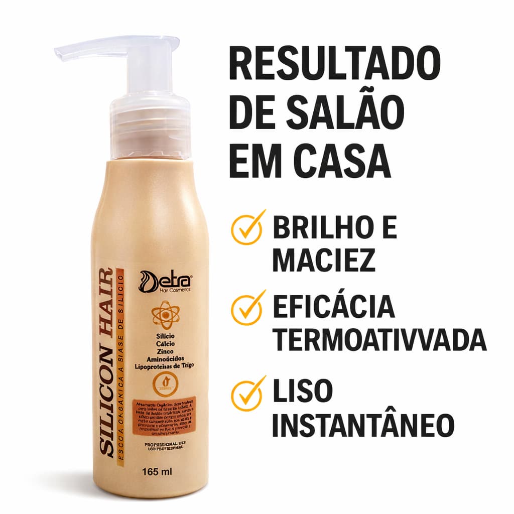 Escova Progressiva Alisamento Sem Formol Silicon hair 165ml aplicaçao unica detra cosmeticos