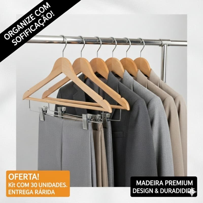 KIT DE CABIDES DE MADEIRA PREMIUM FUKUYAMA COM PRESILHAS E GANCHO 360