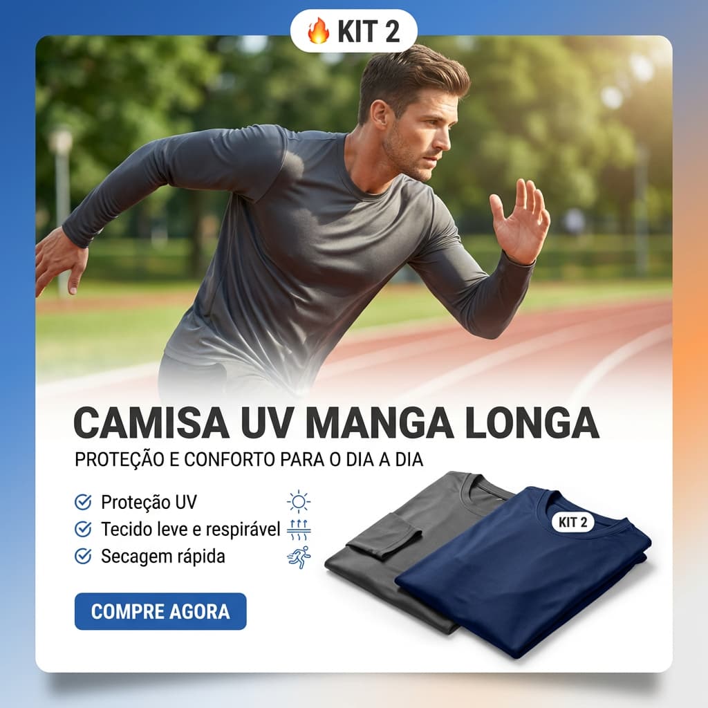 Kit 2 Camisa Térmica Proteção UV Segunda Pele Camiseta Blusa Academia Manga Longa