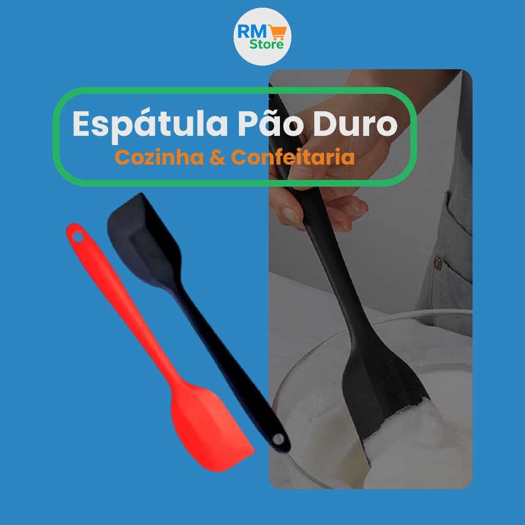 Espátula Pão Duro de Silicone 27,8cm – Espátula de Silicone para Bolo e Cozinha!