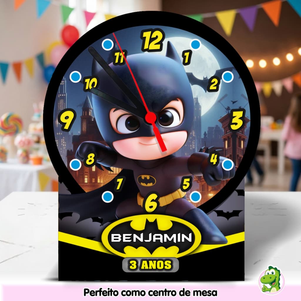 Relógio Centro de Mesa Personalizado | Batman - Display Decorativo