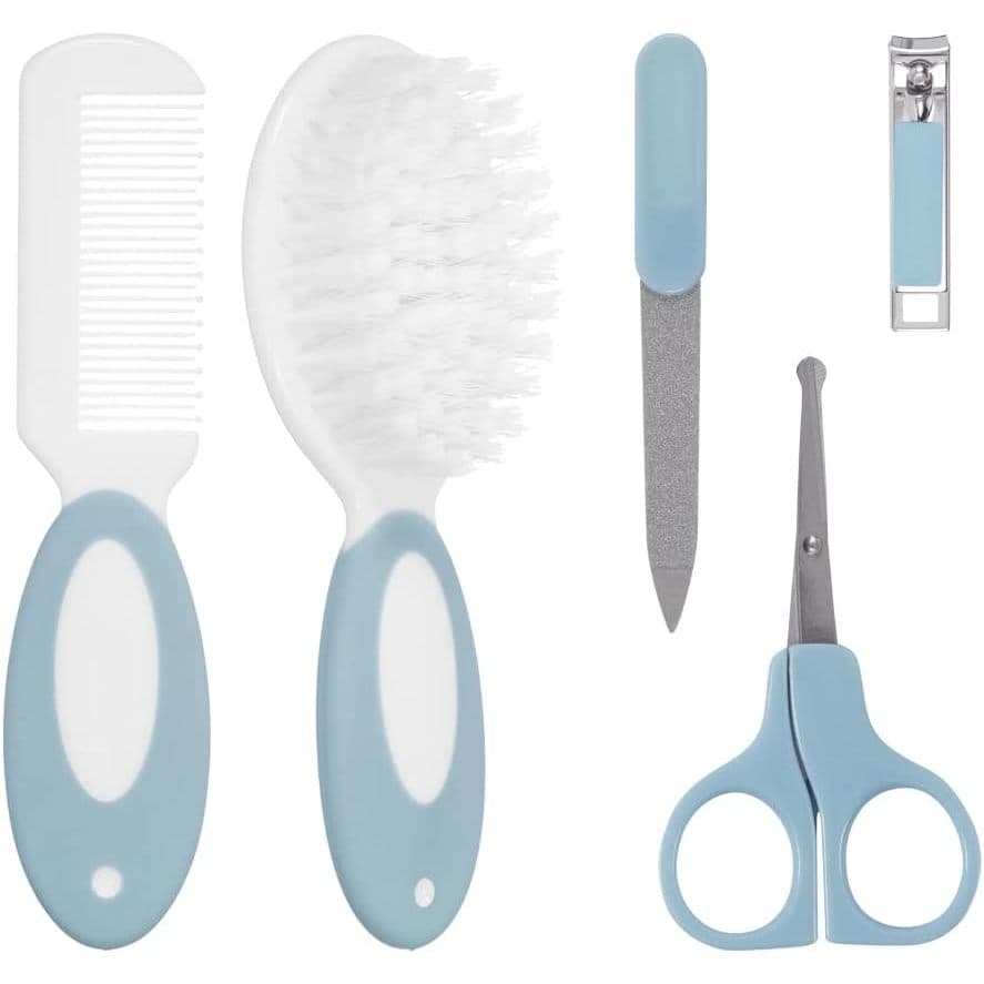 Kit Higiene Cuidados Bebê Tesoura Cortador Escova Pente Recém Nascido Buba