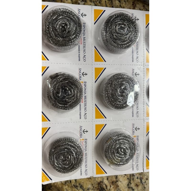 Esponja de aço inox para limpeza pesada / 6ou12 und