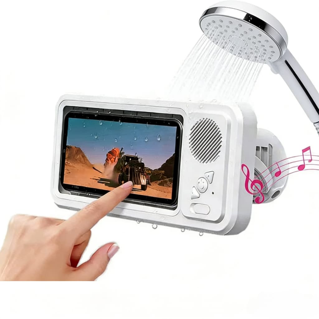 Suporte à prova d’água Speaker Bluetooth de sem fio Para Banheiro Shower Phone Holder Alto-falante Tela Sensível