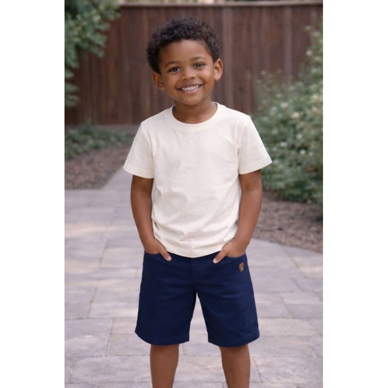 conjunto infantil de menino camisa lisa e short brim