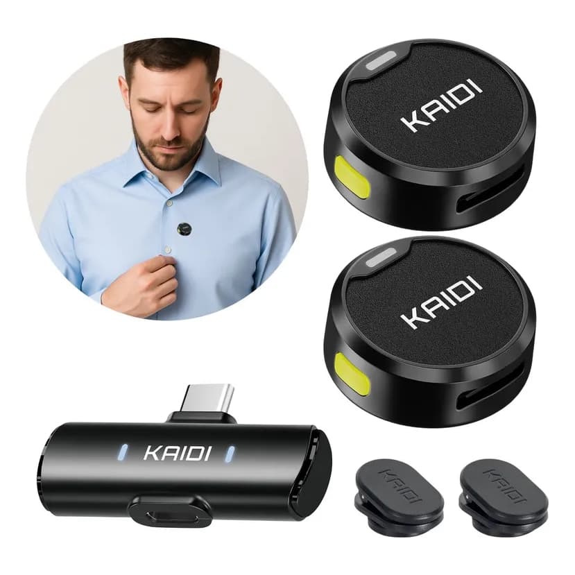 Microfone de Lapela Tipo-C KAIDI para gravações de vídeo e áudio