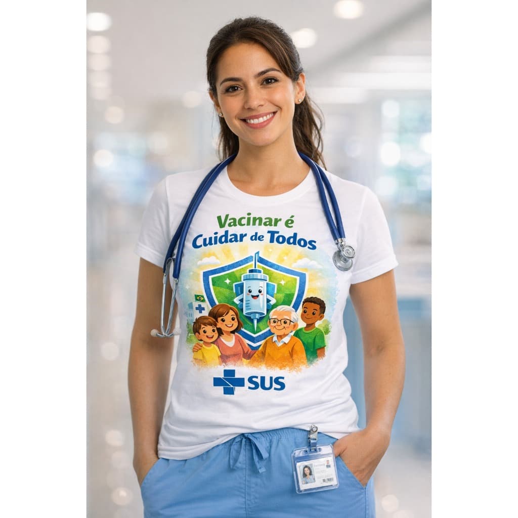 T-shirt Campanha de Vacinação, Vacinar é cuidar de todos