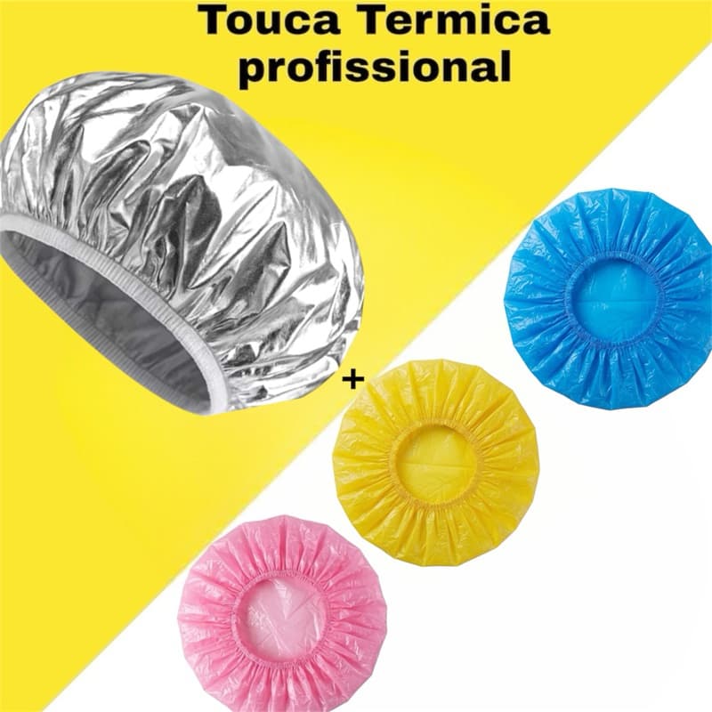 Kit 3 Toucas De Banho + 1 Touca Metalizada Impermeáveis Hidratação Cronograma Capilar Profissional