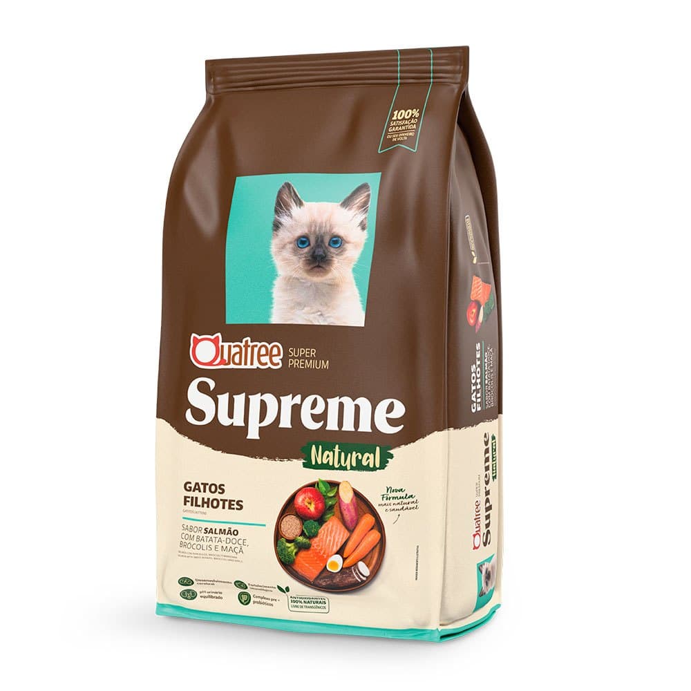 Ração para gatos filhotes Ração Quatree Supreme Salmão Arroz e  Batata doce Gatos Filhotes 10,1kg