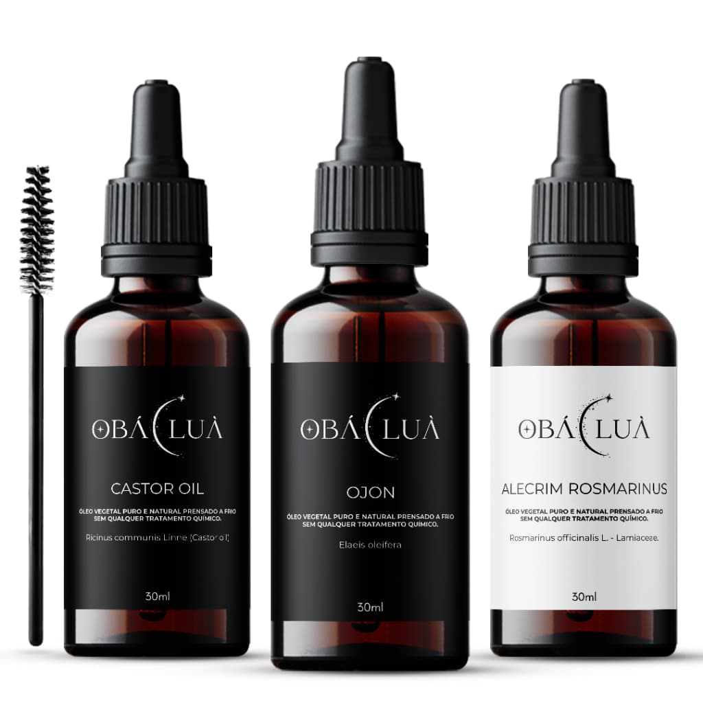 Kit Terapia Capilar OBÁ LUÀ Ojon, Castor Oil (Rícino) e Alecrim - Óleos Vegetais Puros - Uso Capilar