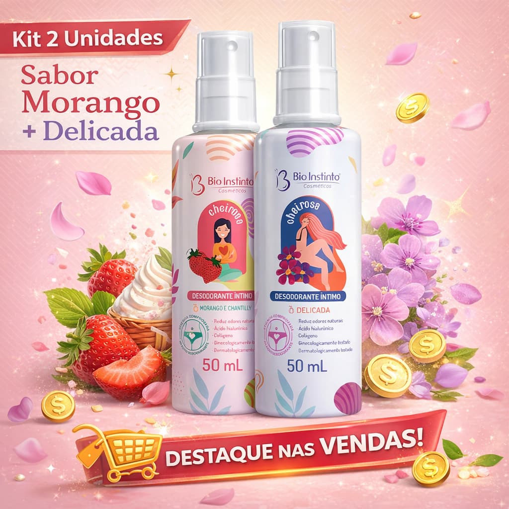 Bio Instinto Kit Perfume Íntimo Spray Morango + Delicada 2 Unidades 50ml