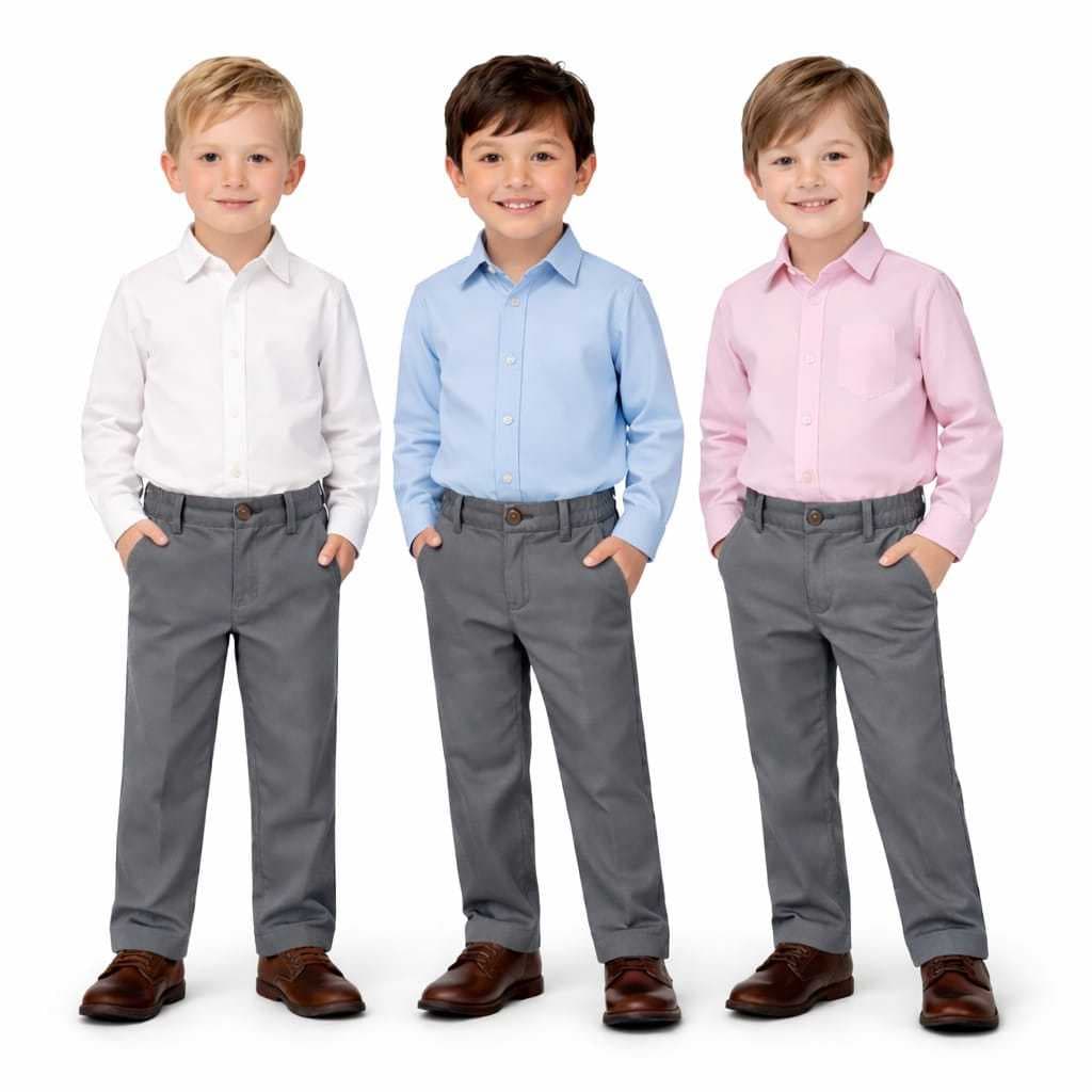 Roupa Conjunto Menino Social Infantil Camisa Manga Longa Calça Cinza Chumbo