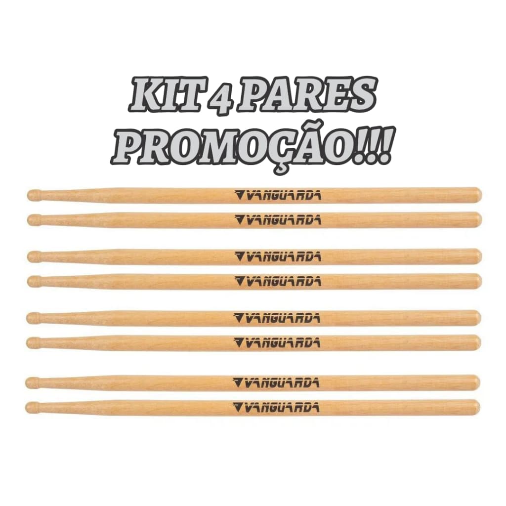 Kit 4 Pares Baquetas Bateria Profissional Vanguarda Spanking