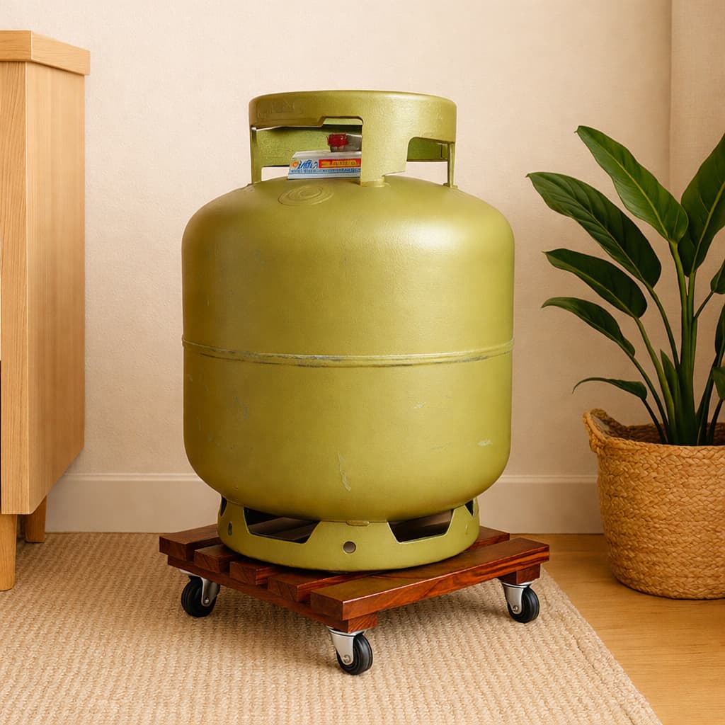Suporte Rodízio Vasos Botijão Água Plantas Madeira Pinus Rodinhas Decorativo Sofisticado Prático