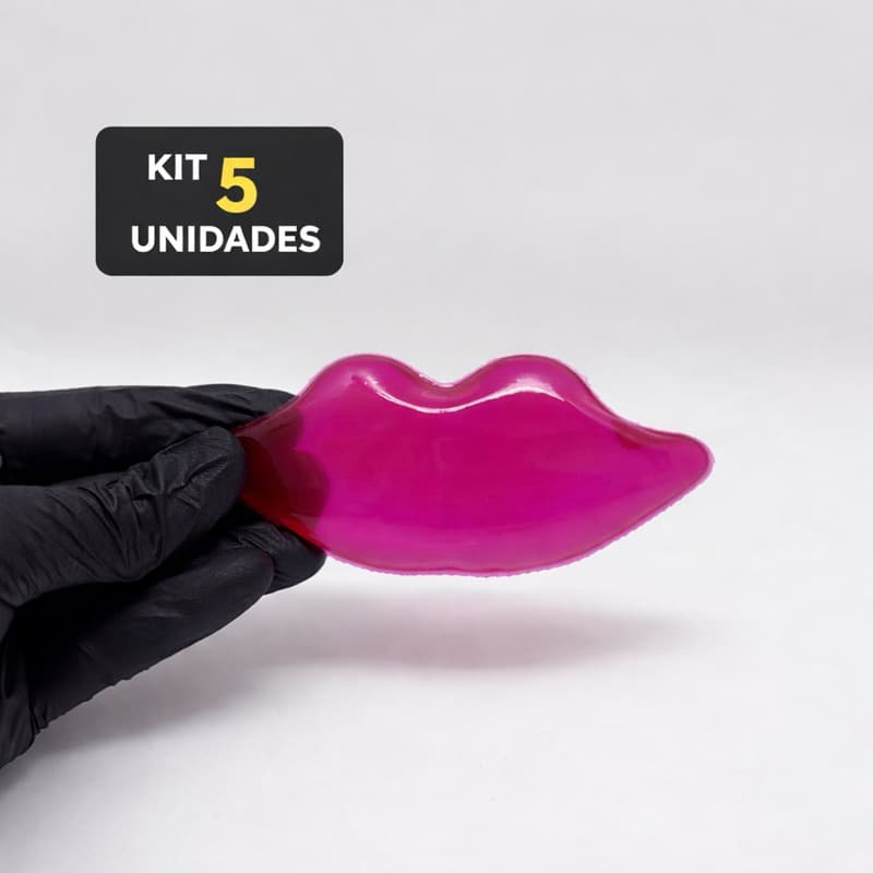 Kit com 5 Gelos Formato Boca Vermelho Bolsa Gel Sachet Reutilizável Estética 5 Unidades 11,00 x 4,50 cm