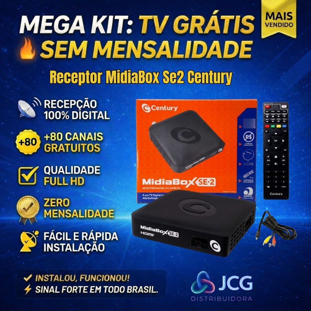 Receptor Via Satélite Century Midiabox Se2 Hdmi Hd 43w Preto
