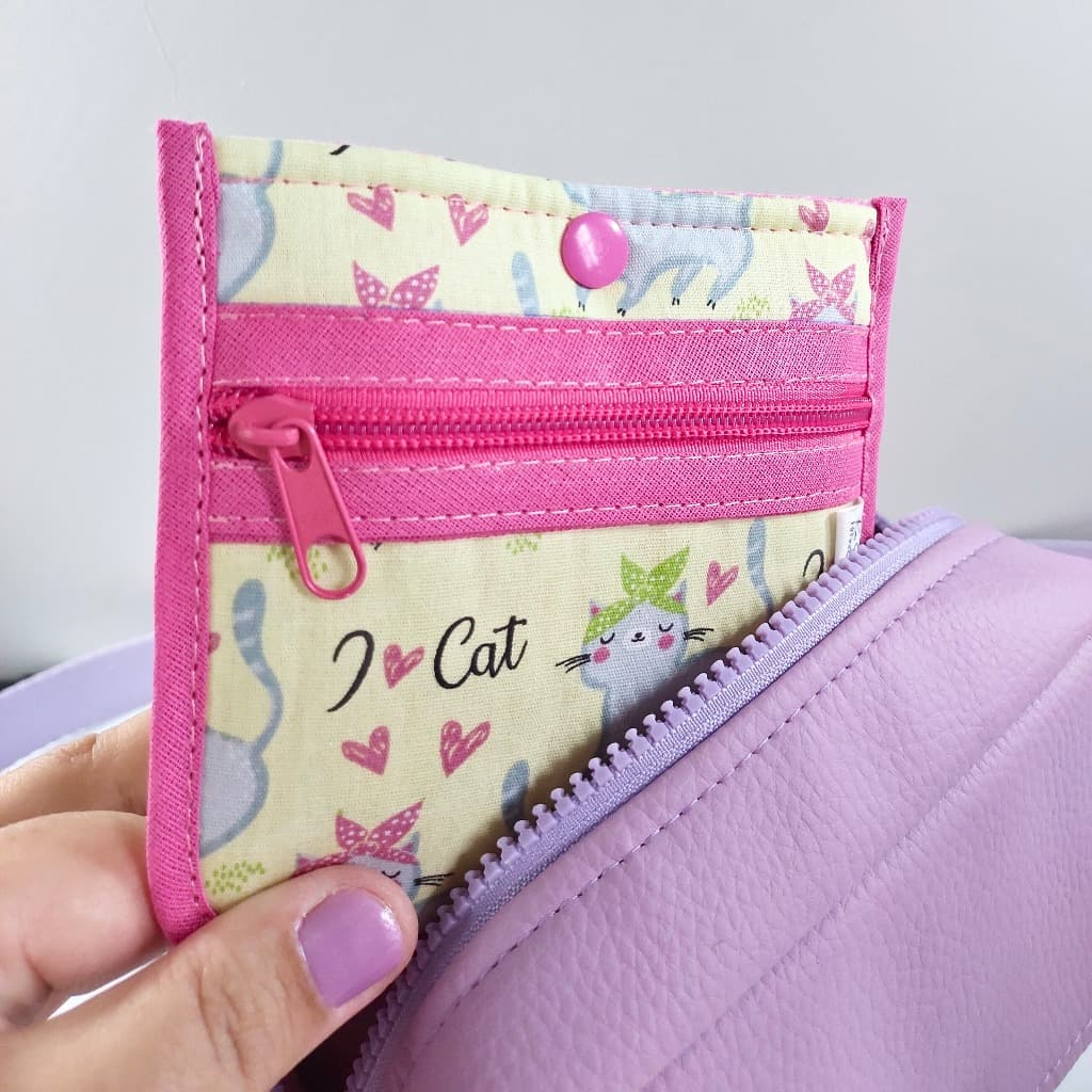 Porta Absorvente Feminino Discreto com Zíper | Necessaire Pequena Para Bolsa com Bolso Para Remédios