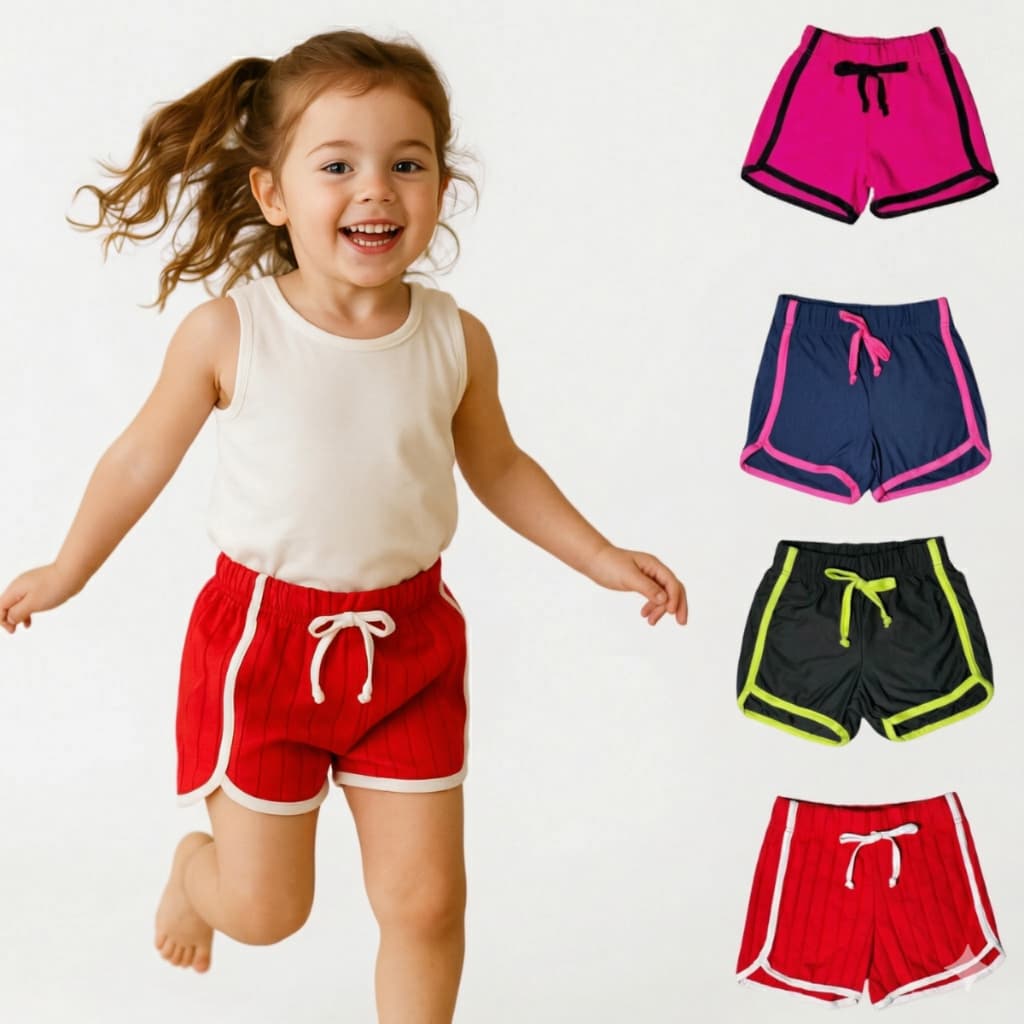 Kit 2 Shorts Criança Feminino Verão Com Laço Cores Sortidas Dia dia e Passeio