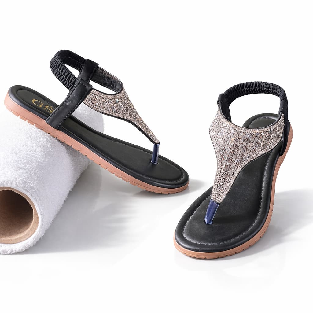 Sandália Feminina Rasteirinha Luxo, Confortável e Macia Com Strass