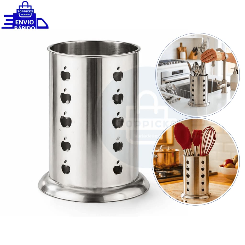 Porta Seca Talheres Inox Vazado 15,5cm Escorredor Seca Rápido Organizador Multiuso Cozinha