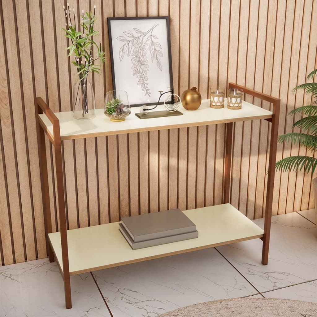 Aparador Buffet Cantinho Do Café Para Sala Decoração Multiuso Com 2 Prateleiras Sem Porta