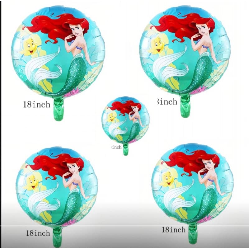 5 Balões Metalizado Sereia 45cm Redondo