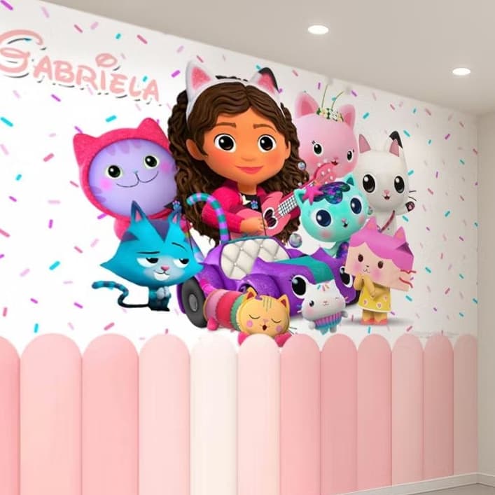 Papel de Parede Casa Mágica da Gabby para quarto de Menina + Nome  M² parede total